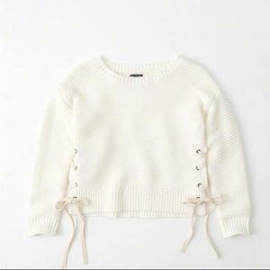 Abercrombie and Fitch white lace up sides sweater